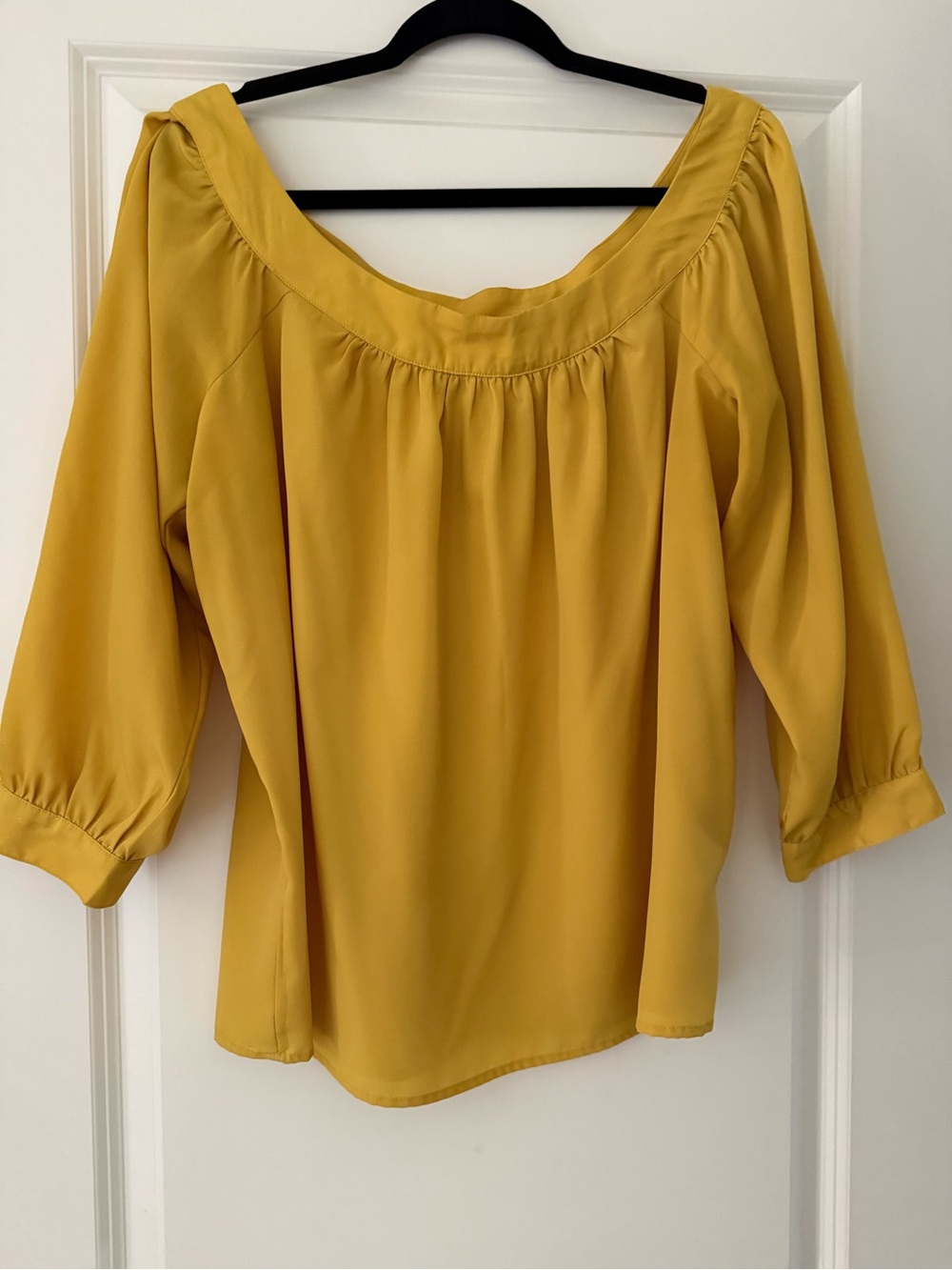 Anthropologie Mustard Yellow Off-Shoulder Blouse